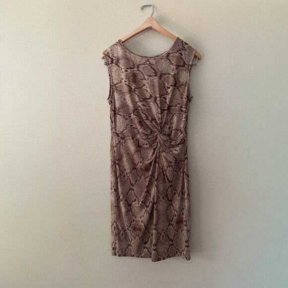 EUC! Apt. 9 Dress Snakeskin Print Tan and Brown Size M - Picture 2 of 5